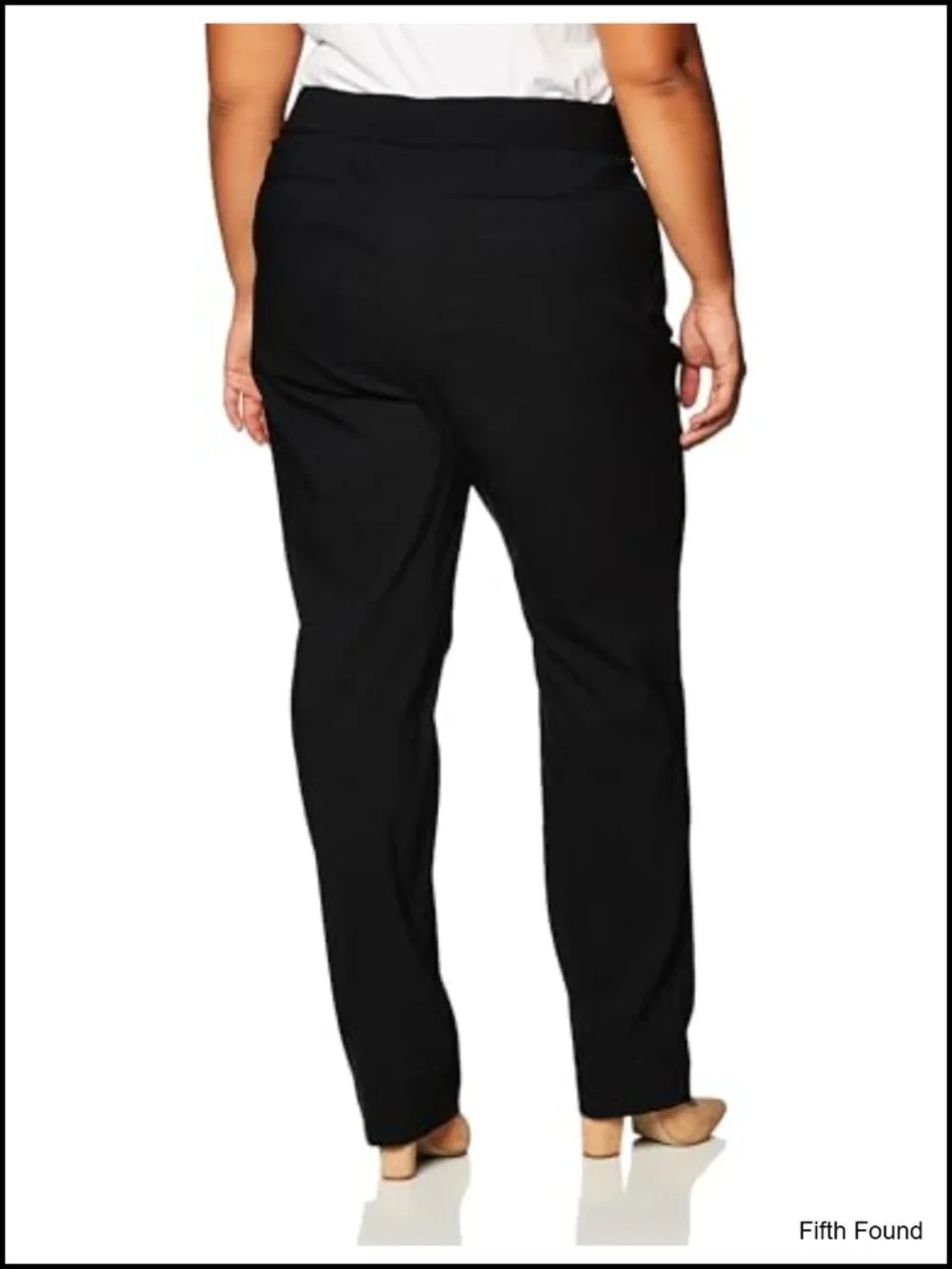 Plus Size Pull On Dress Pants 4 Pockets Straight Leg Stretchy Office Work Slacks